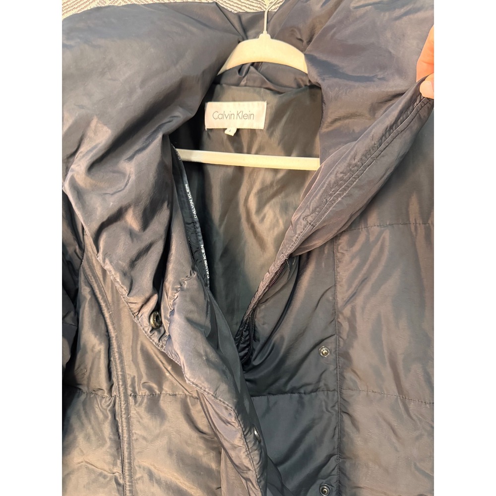 Calvin Klein Women Puffer Coat Oversize Shawl Collar - Black Sz L - Picture 5 of 7